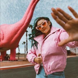 PLT pink vinyl puffer